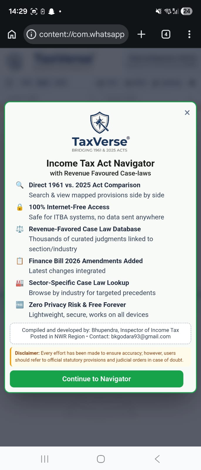 Taxverse mobile Act navigation