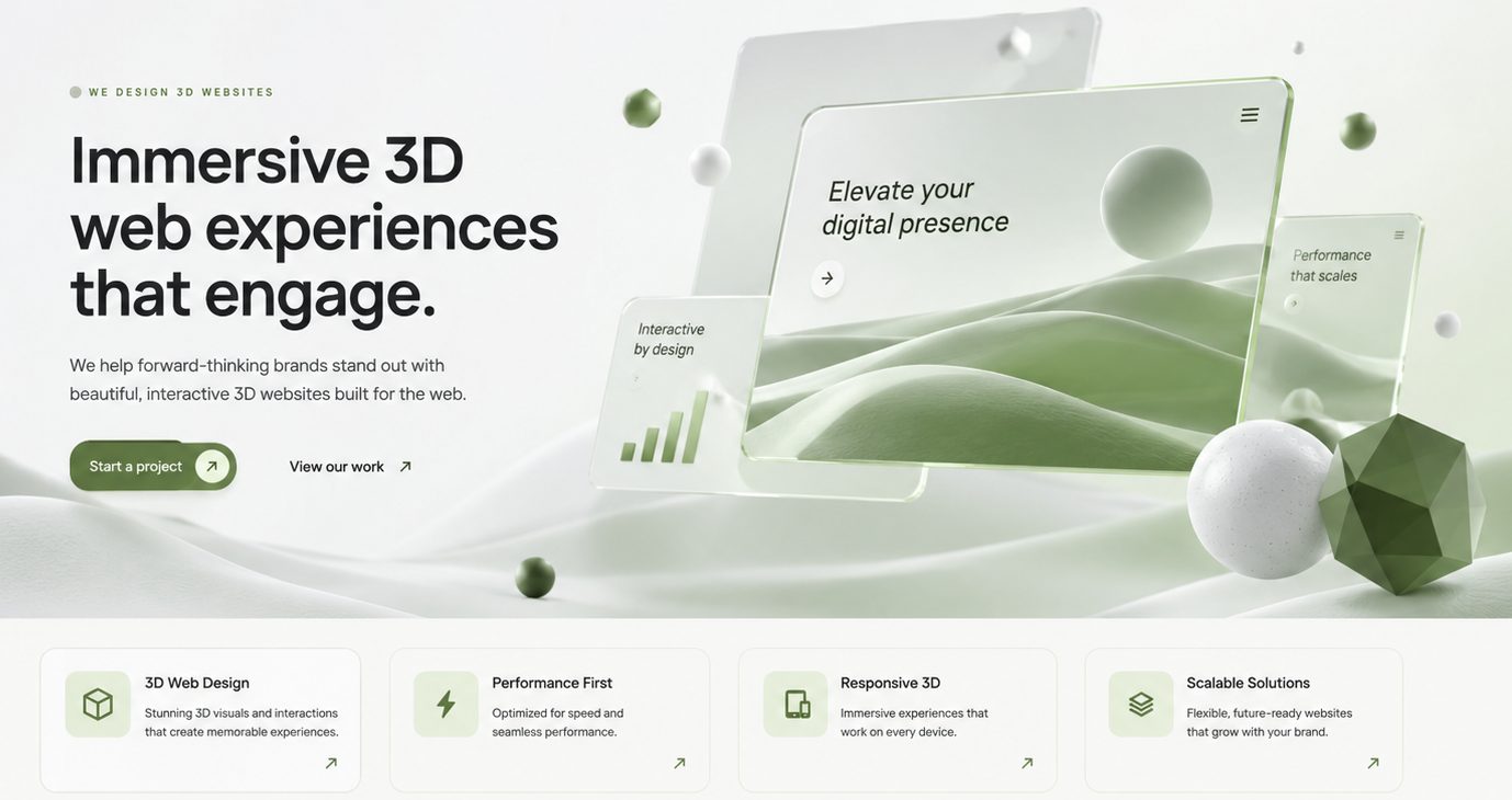 3D website design mockup