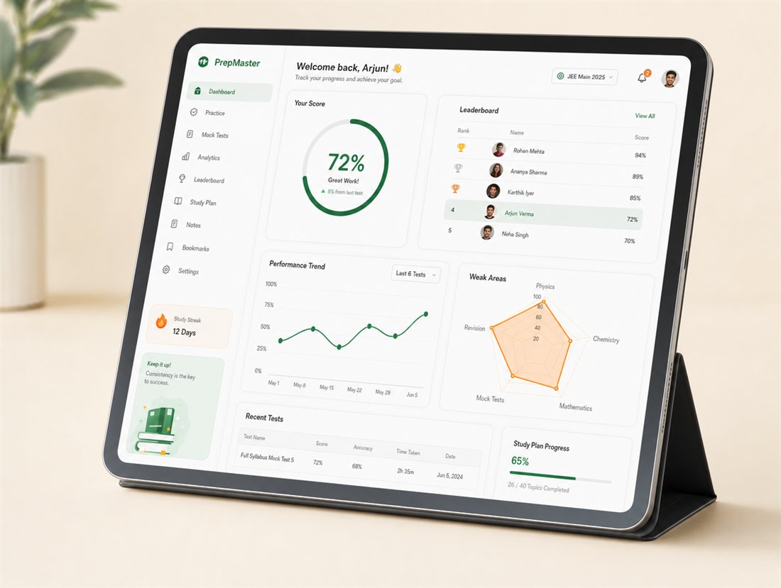 Test exam platform concept